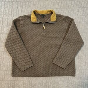 Banana Republic Sweater Women's XL Brown 1/4 Zip Quilted‎ Crop Boxy Fit Preppy